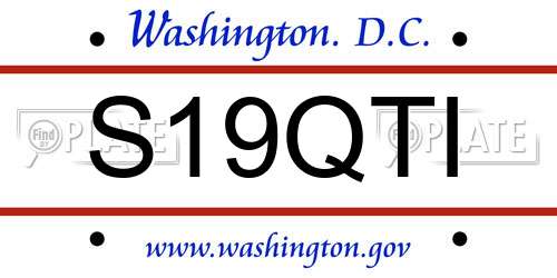 S19QTI District Of Columbia License Plate
