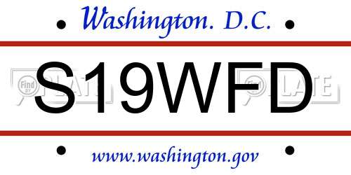 S19WFD District Of Columbia License Plate