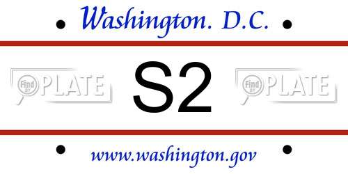 S2 District Of Columbia License Plate