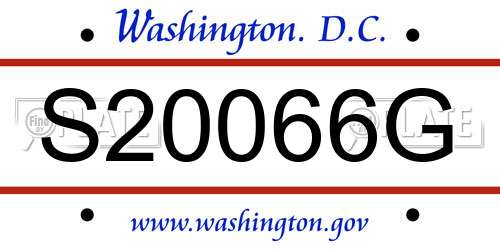 S20066G District Of Columbia License Plate