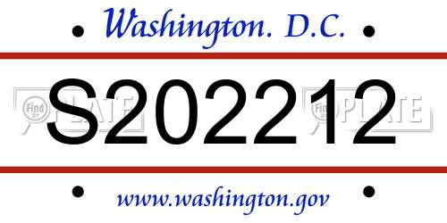 S202212 District Of Columbia License Plate