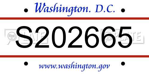 S202665 District Of Columbia License Plate