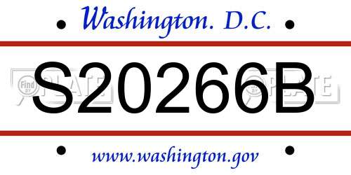 S20266B District Of Columbia License Plate