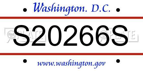 S20266S District Of Columbia License Plate