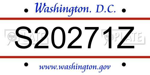 S20271Z District Of Columbia License Plate