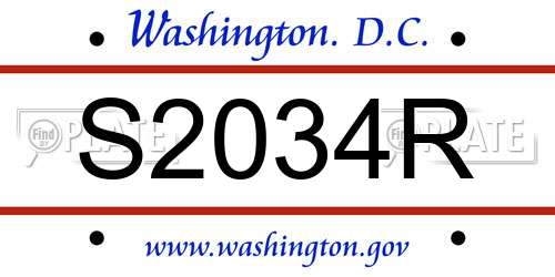 S2034R District Of Columbia License Plate