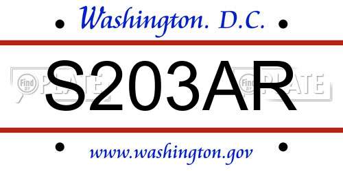 S203AR District Of Columbia License Plate