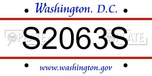 S2063S District Of Columbia License Plate