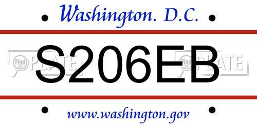 S206EB District Of Columbia License Plate