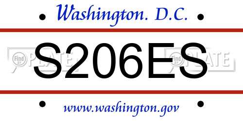 S206ES District Of Columbia License Plate