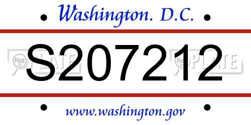 S207212 District Of Columbia License Plate