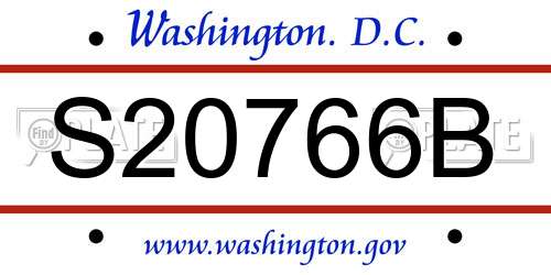 S20766B District Of Columbia License Plate