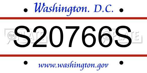 S20766S District Of Columbia License Plate