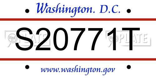 S20771T District Of Columbia License Plate