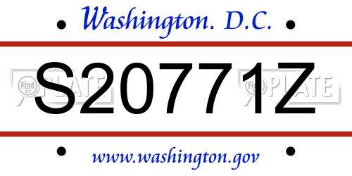 S20771Z District Of Columbia License Plate