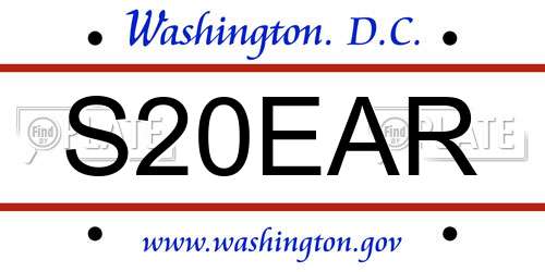 S20EAR District Of Columbia License Plate