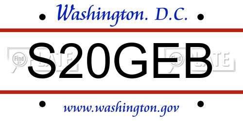 S20GEB District Of Columbia License Plate