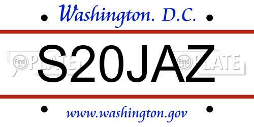 S20JAZ District Of Columbia License Plate