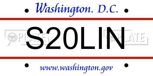 S20LIN District Of Columbia License Plate