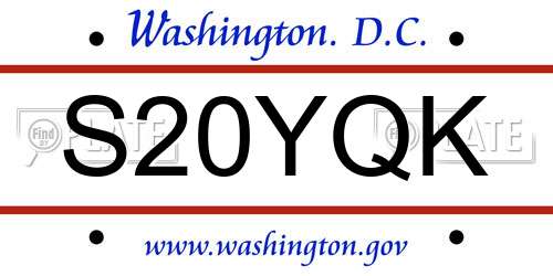 S20YQK District Of Columbia License Plate