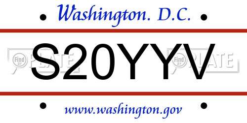 S20YYV District Of Columbia License Plate