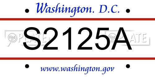 S2125A District Of Columbia License Plate