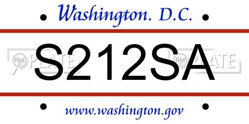 S212SA District Of Columbia License Plate