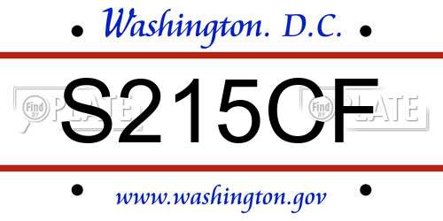 S215CF District Of Columbia License Plate