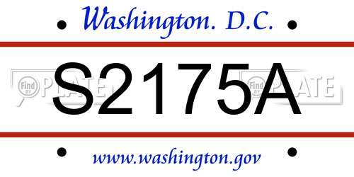 S2175A District Of Columbia License Plate