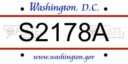 S2178A District Of Columbia License Plate