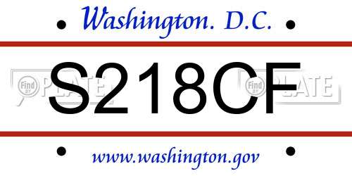 S218CF District Of Columbia License Plate
