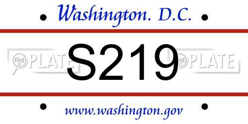 S219 District Of Columbia License Plate