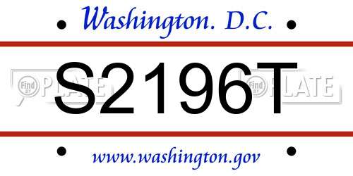 S2196T District Of Columbia License Plate