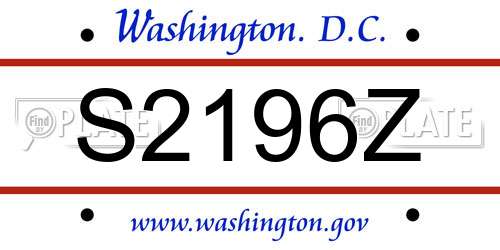 S2196Z District Of Columbia License Plate