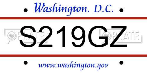 S219GZ District Of Columbia License Plate