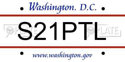 S21PTL District Of Columbia License Plate