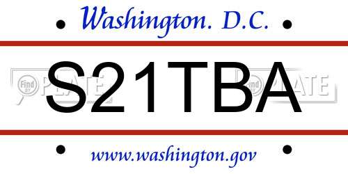 S21TBA District Of Columbia License Plate