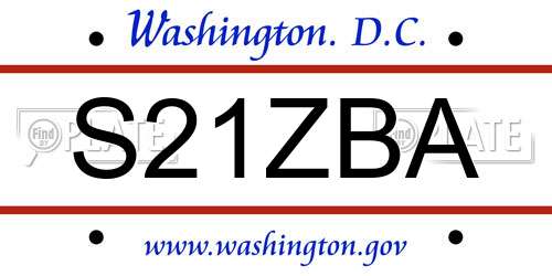 S21ZBA District Of Columbia License Plate