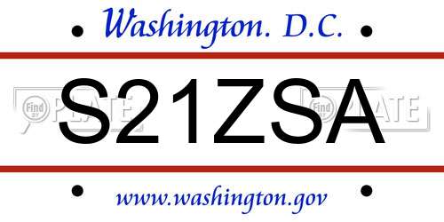 S21ZSA District Of Columbia License Plate