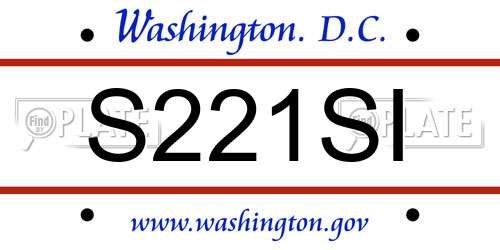 S221SI District Of Columbia License Plate
