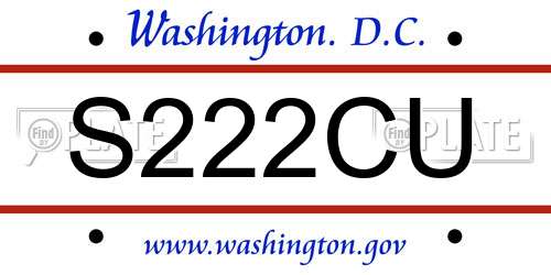 S222CU District Of Columbia License Plate