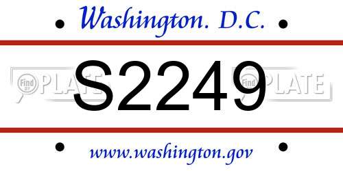 S2249 District Of Columbia License Plate
