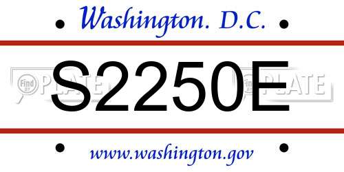 S2250E District Of Columbia License Plate