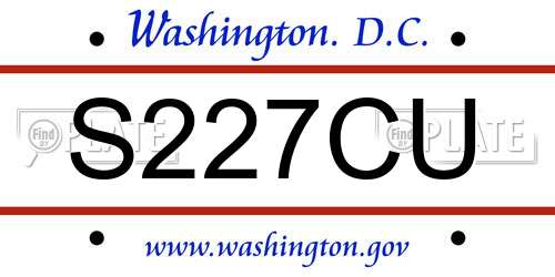 S227CU District Of Columbia License Plate