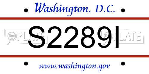 S2289I District Of Columbia License Plate
