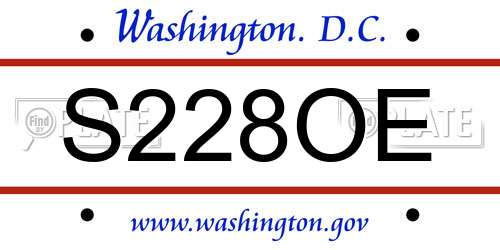 S228OE District Of Columbia License Plate