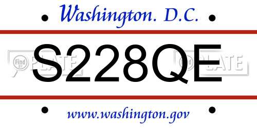 S228QE District Of Columbia License Plate