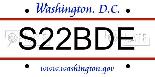 S22BDE District Of Columbia License Plate