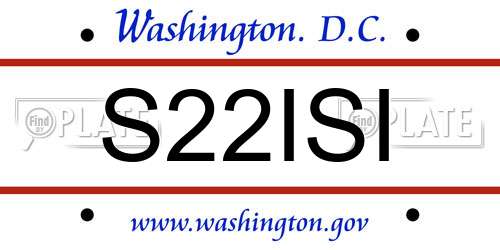 S22ISI District Of Columbia License Plate