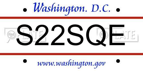 S22SQE District Of Columbia License Plate